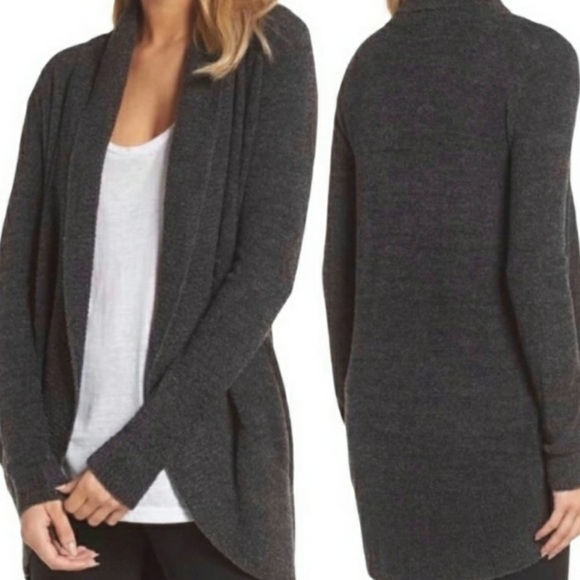 Barefoot Dreams Cozychic Lite Circle Open Front Cardigan Cozy Sweater, Gray XS/S - Picture 1 of 10